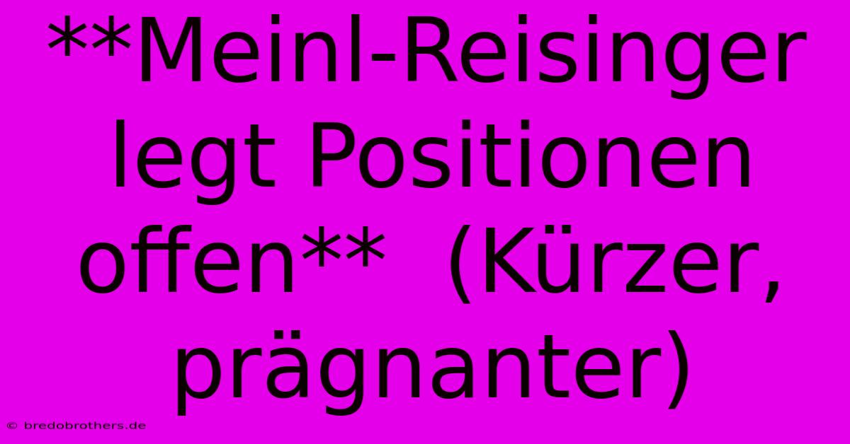 **Meinl-Reisinger Legt Positionen Offen**  (Kürzer, Prägnanter)