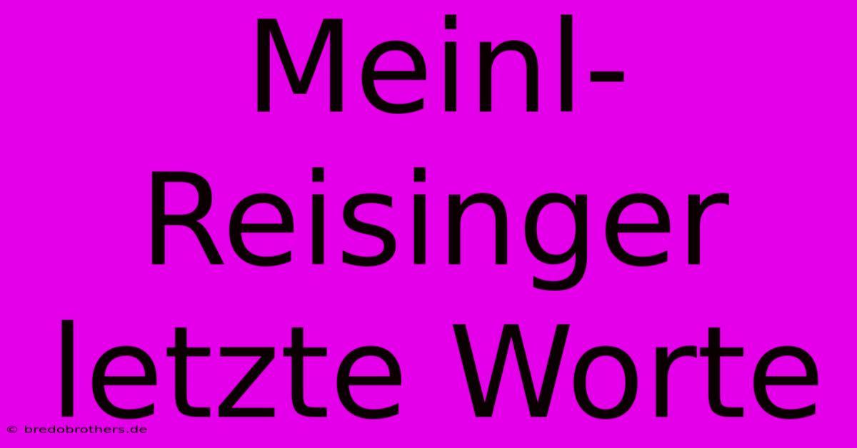 Meinl-Reisinger  Letzte Worte