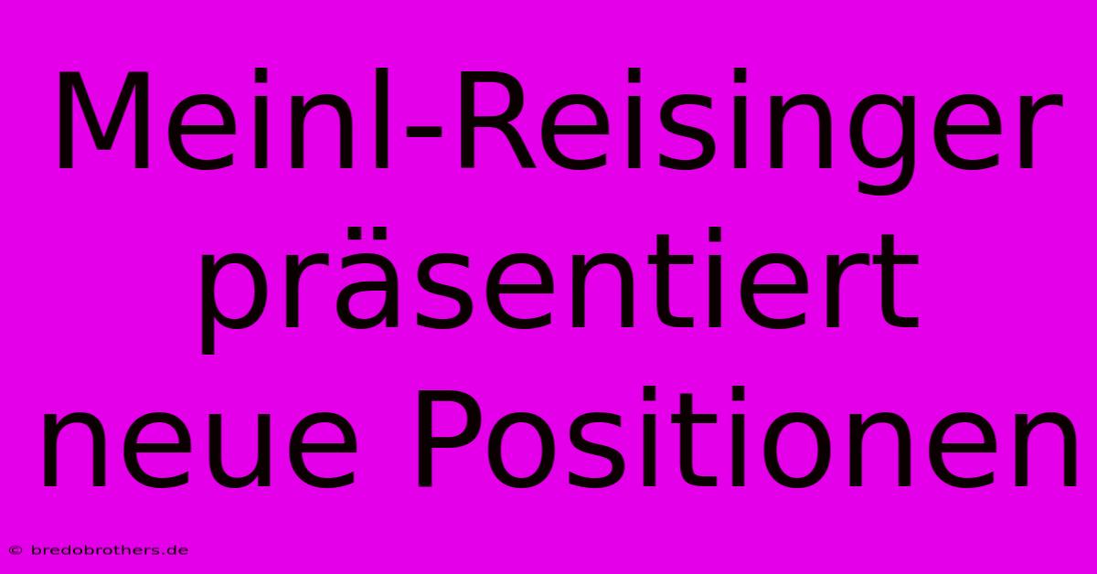 Meinl-Reisinger Präsentiert Neue Positionen