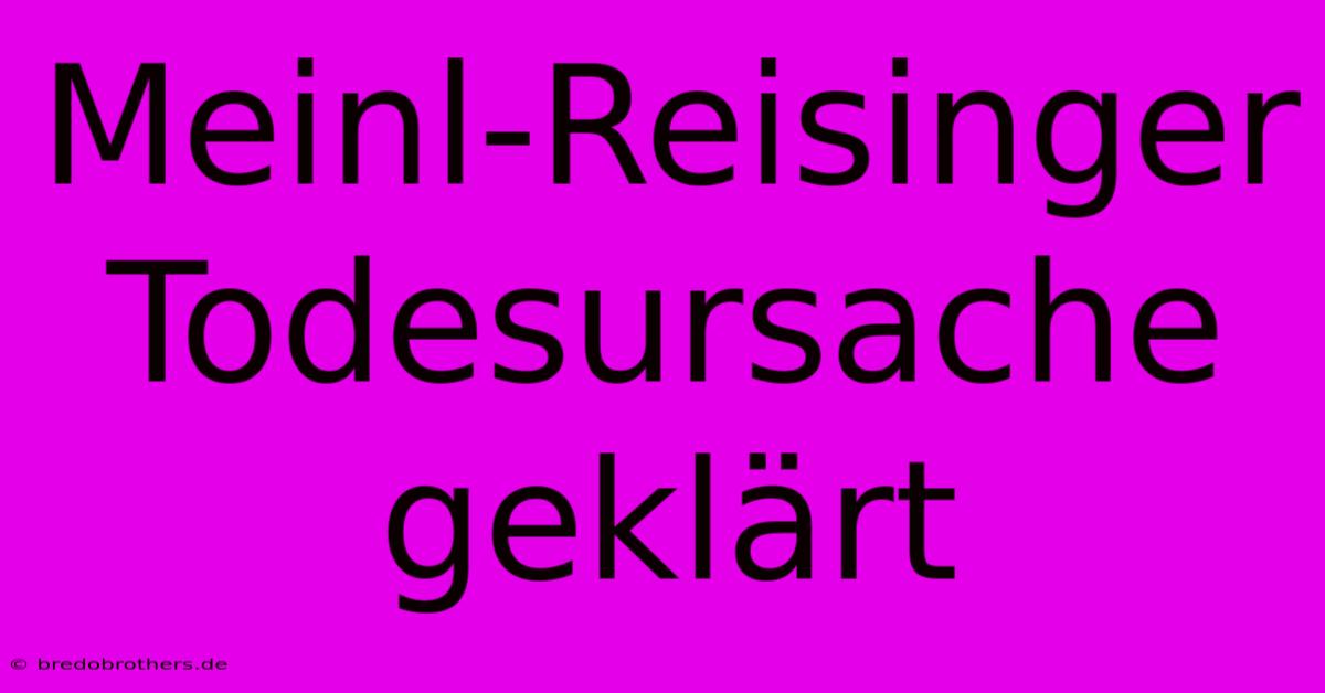 Meinl-Reisinger Todesursache Geklärt