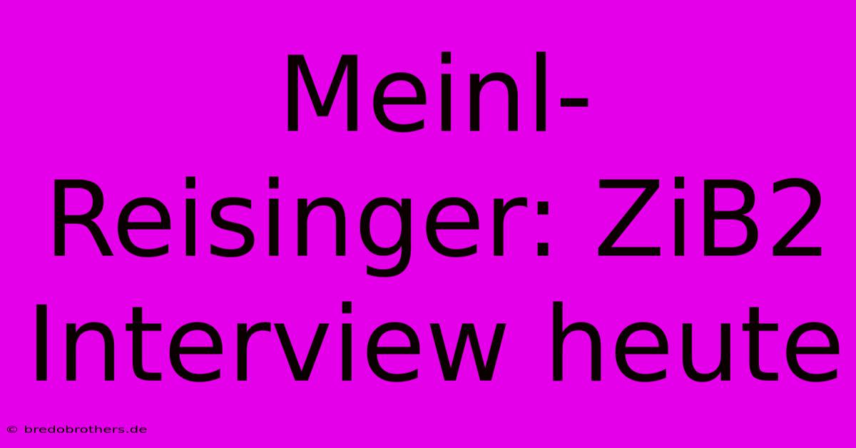 Meinl-Reisinger: ZiB2 Interview Heute