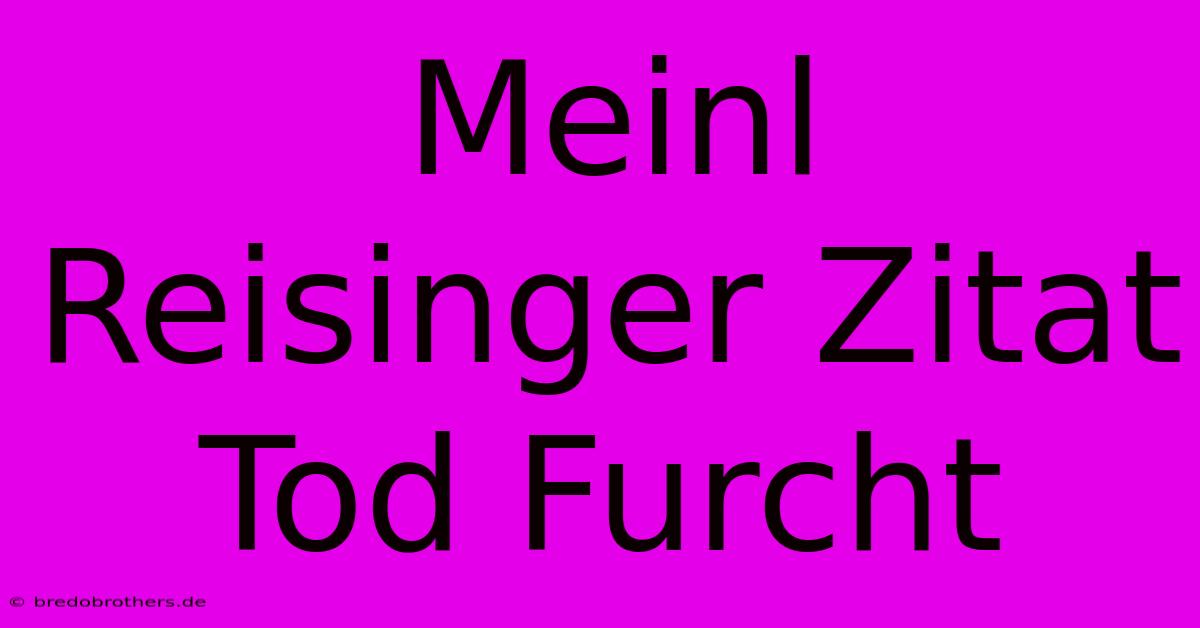 Meinl Reisinger Zitat Tod Furcht