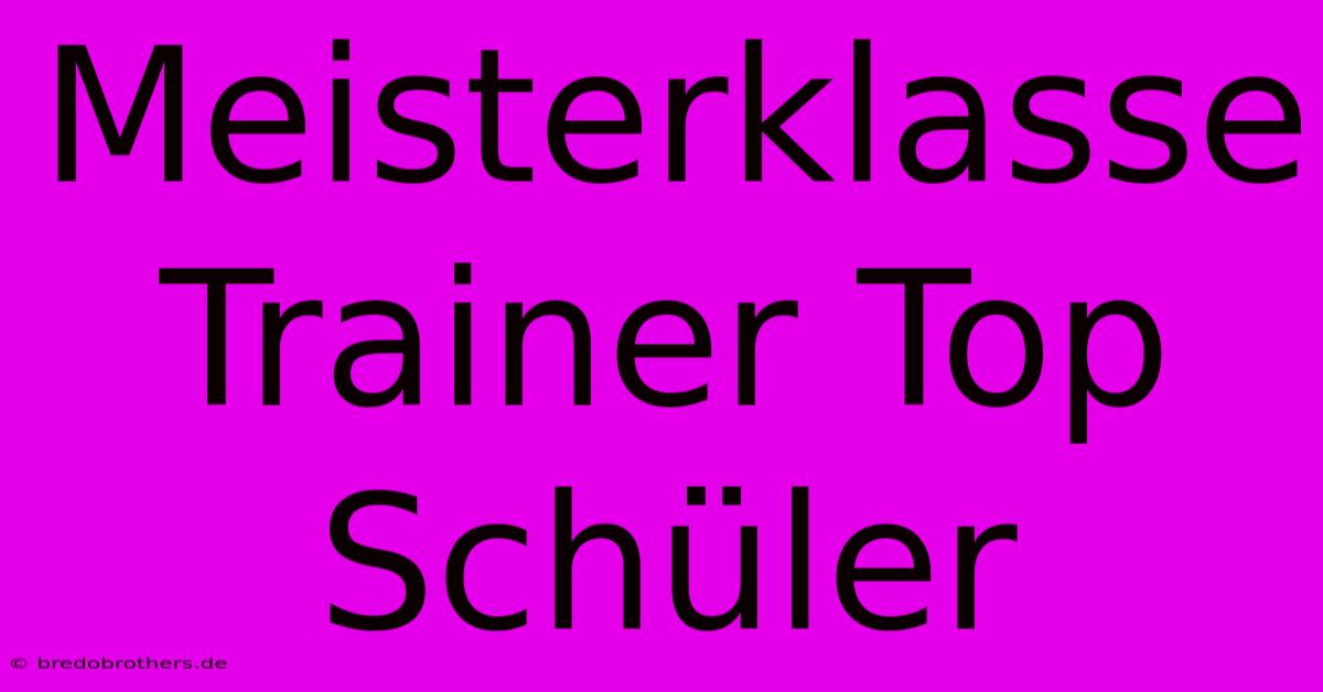 Meisterklasse Trainer Top Schüler