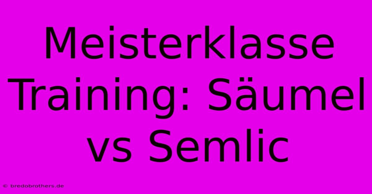 Meisterklasse Training: Säumel Vs Semlic