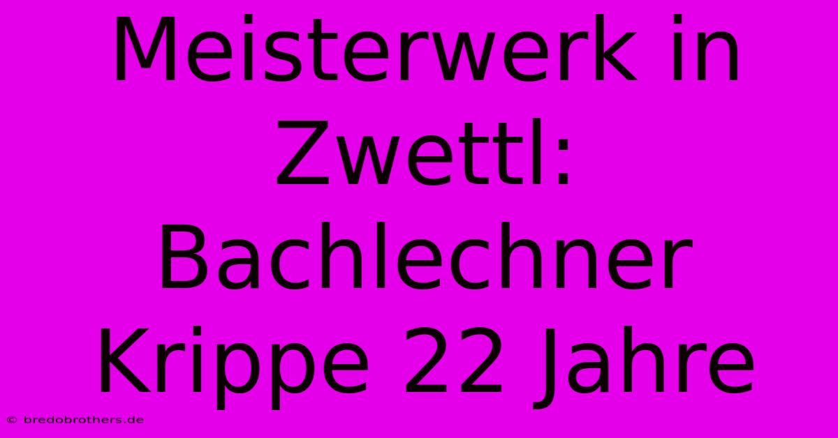 Meisterwerk In Zwettl: Bachlechner Krippe 22 Jahre