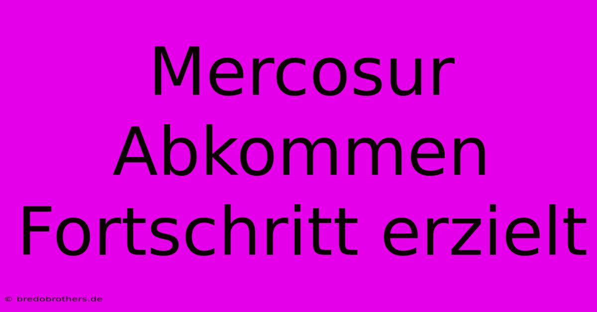 Mercosur Abkommen Fortschritt Erzielt