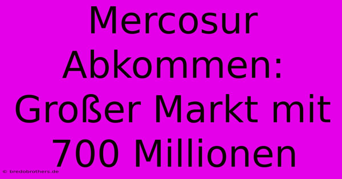 Mercosur Abkommen: Großer Markt Mit 700 Millionen