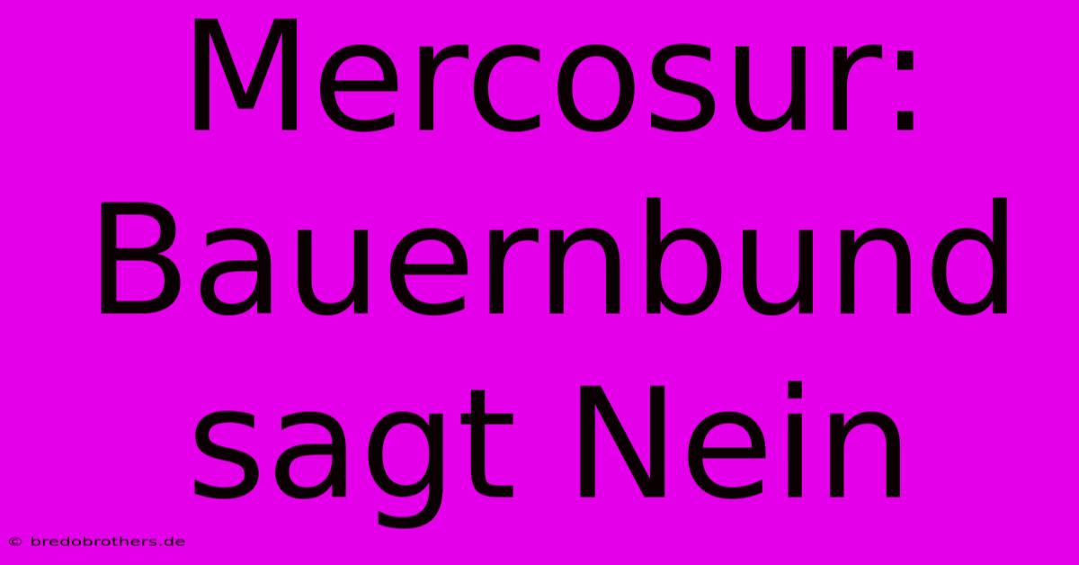 Mercosur: Bauernbund Sagt Nein