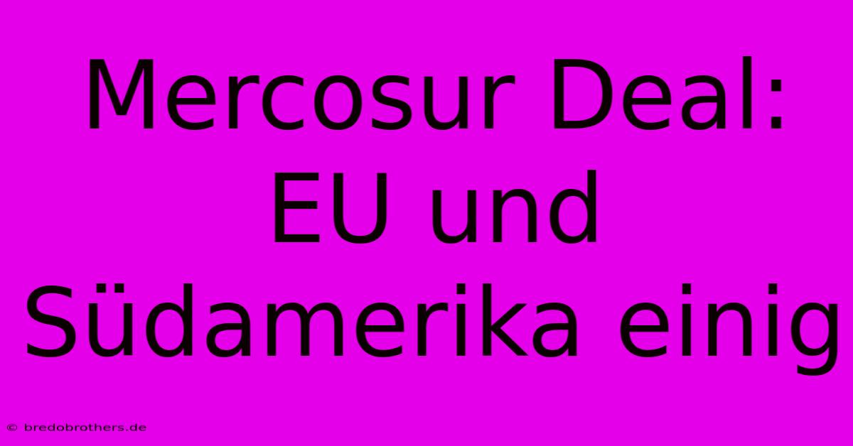 Mercosur Deal: EU Und Südamerika Einig