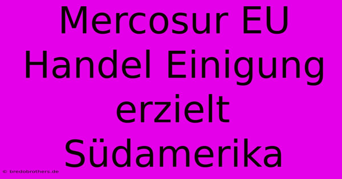 Mercosur EU Handel Einigung Erzielt Südamerika