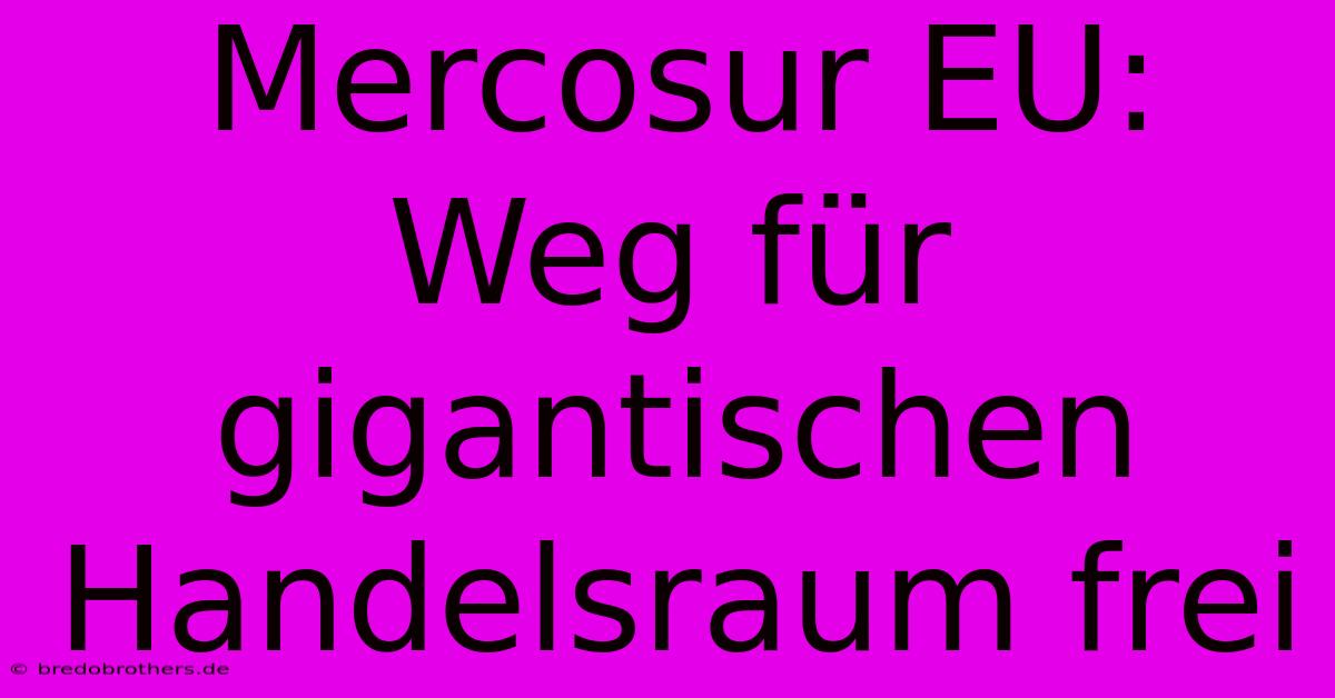 Mercosur EU: Weg Für Gigantischen Handelsraum Frei