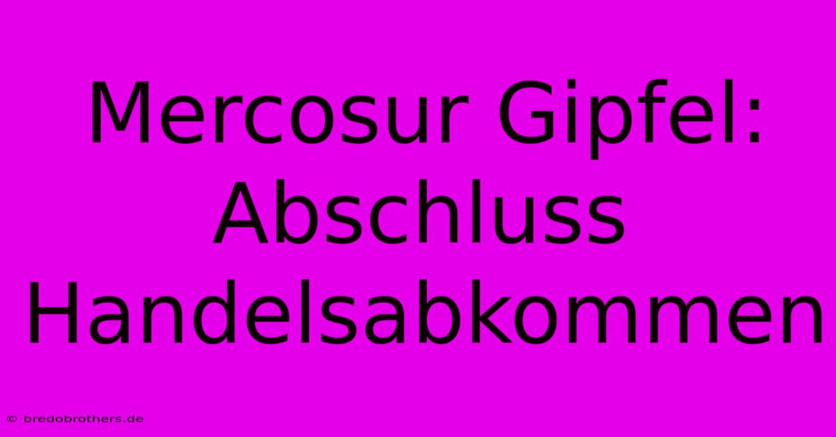 Mercosur Gipfel: Abschluss Handelsabkommen