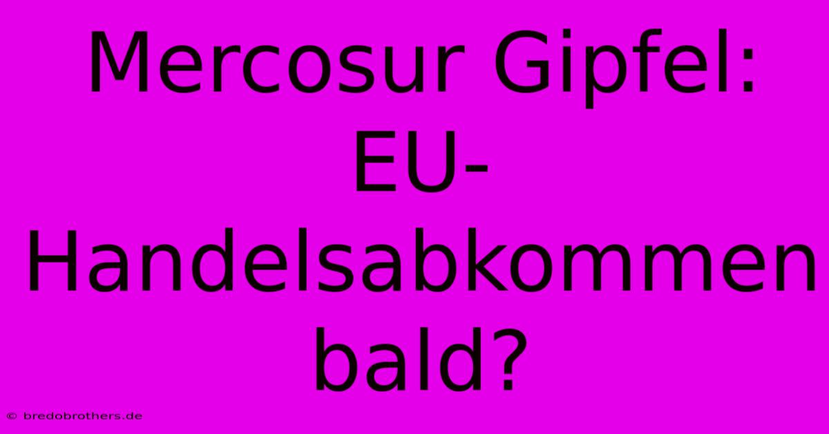 Mercosur Gipfel: EU-Handelsabkommen Bald?