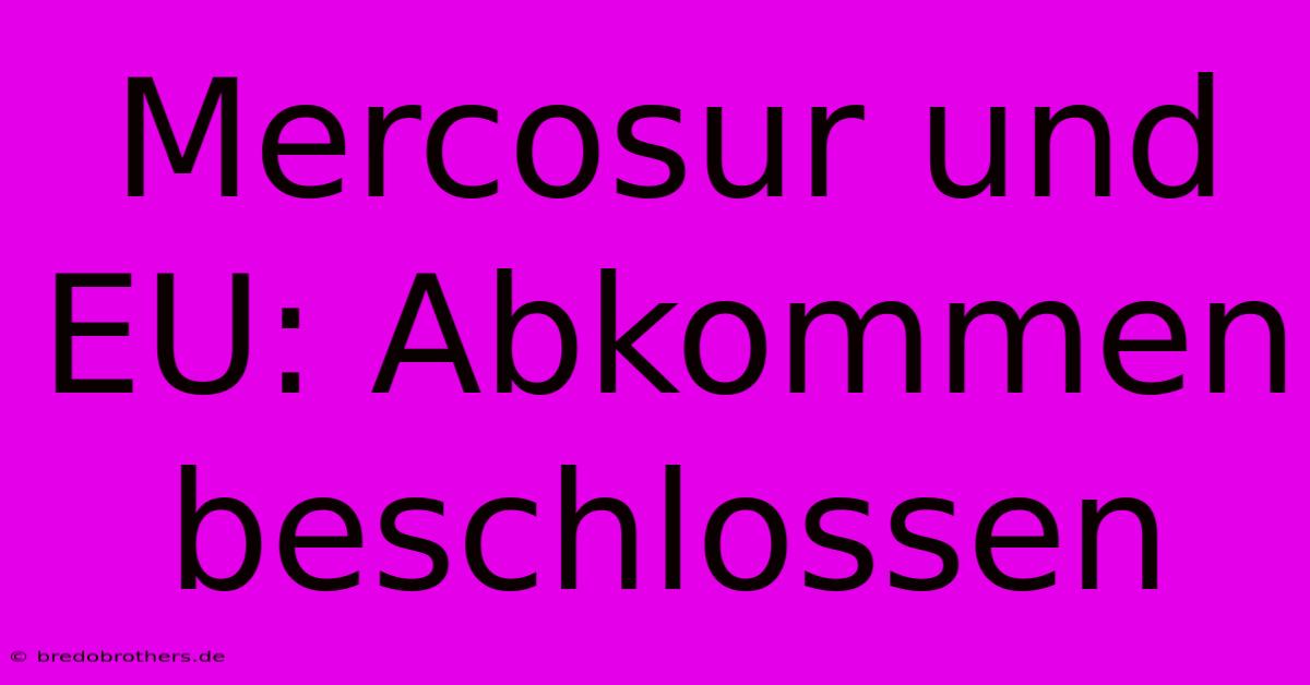 Mercosur Und EU: Abkommen Beschlossen