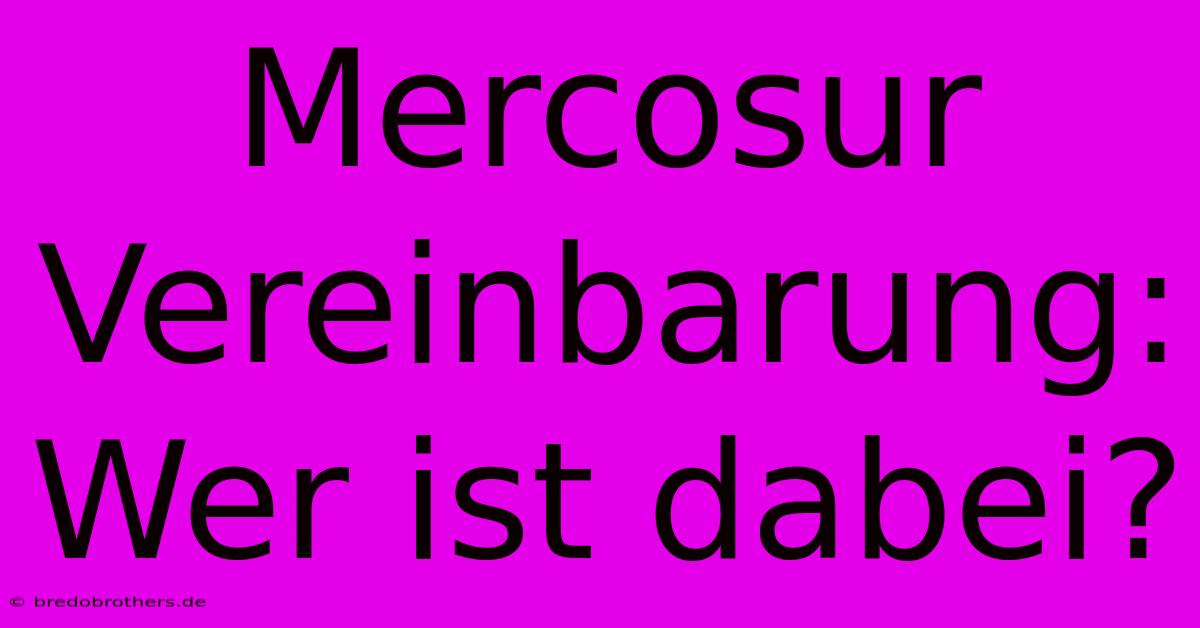 Mercosur Vereinbarung:  Wer Ist Dabei?