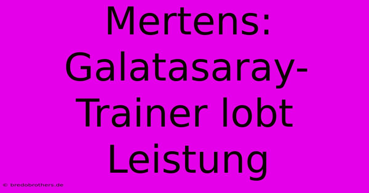 Mertens: Galatasaray-Trainer Lobt Leistung