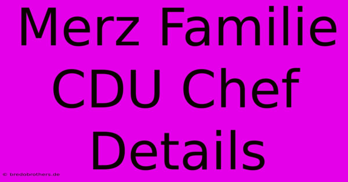 Merz Familie CDU Chef Details