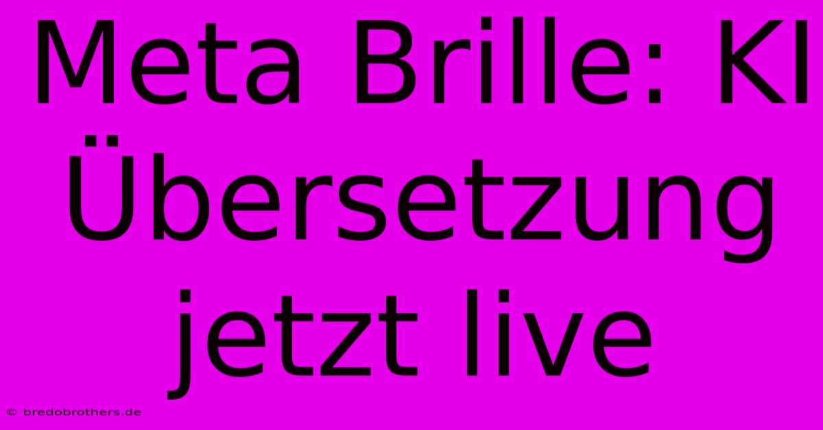 Meta Brille: KI Übersetzung Jetzt Live