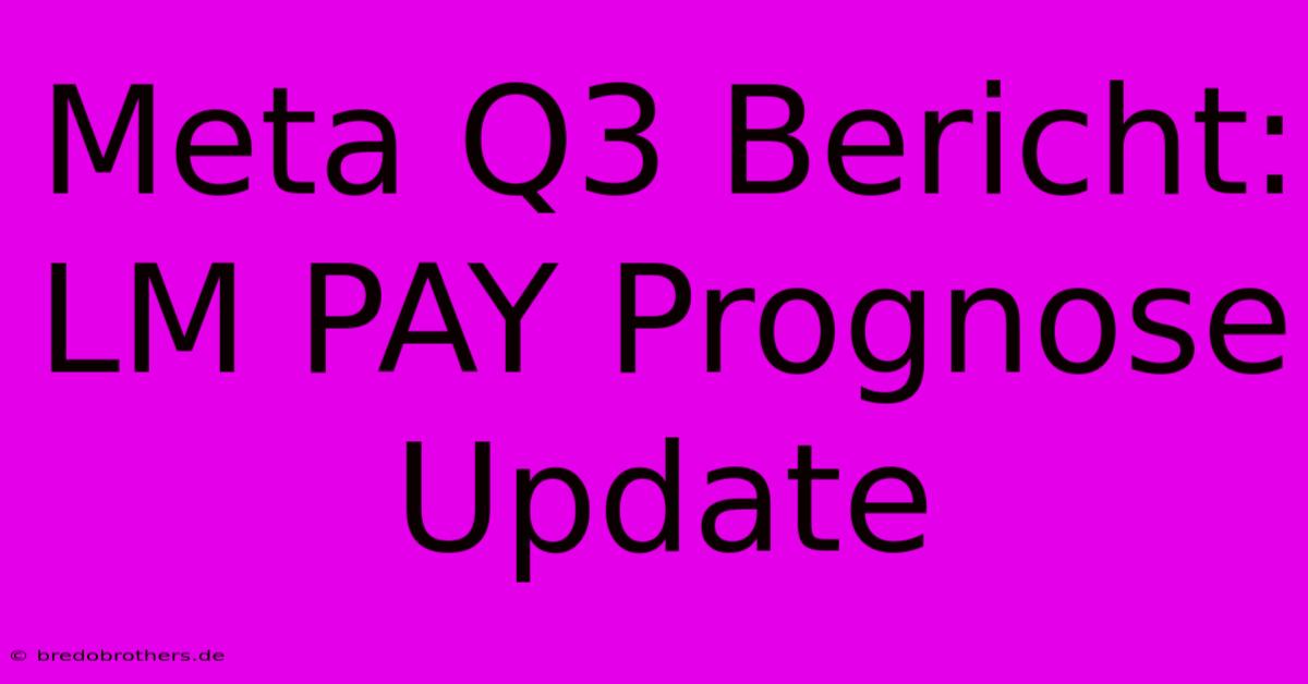 Meta Q3 Bericht: LM PAY Prognose Update