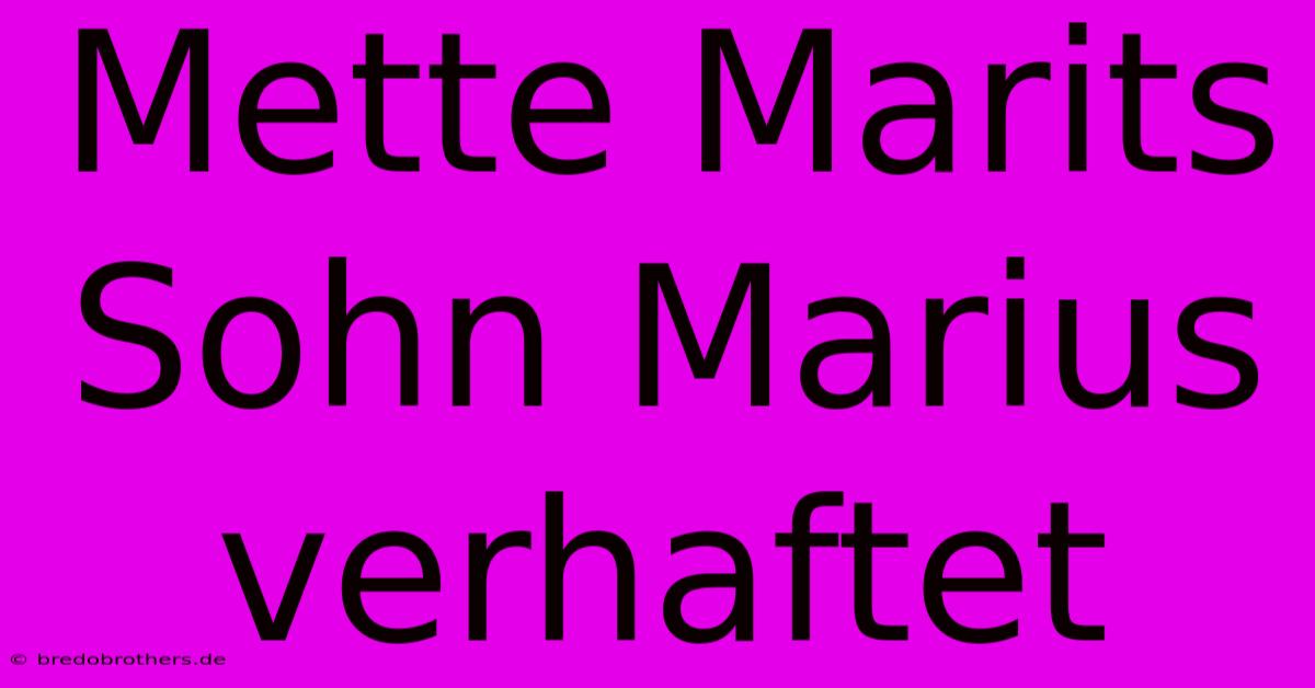 Mette Marits Sohn Marius Verhaftet