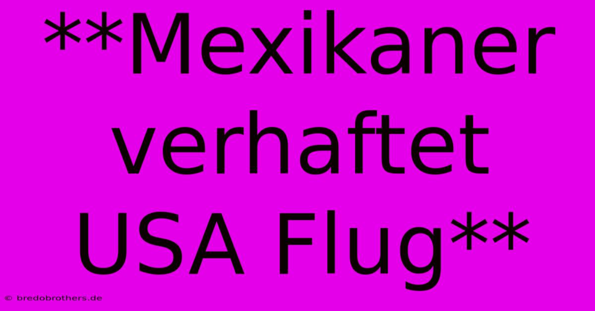 **Mexikaner Verhaftet USA Flug**