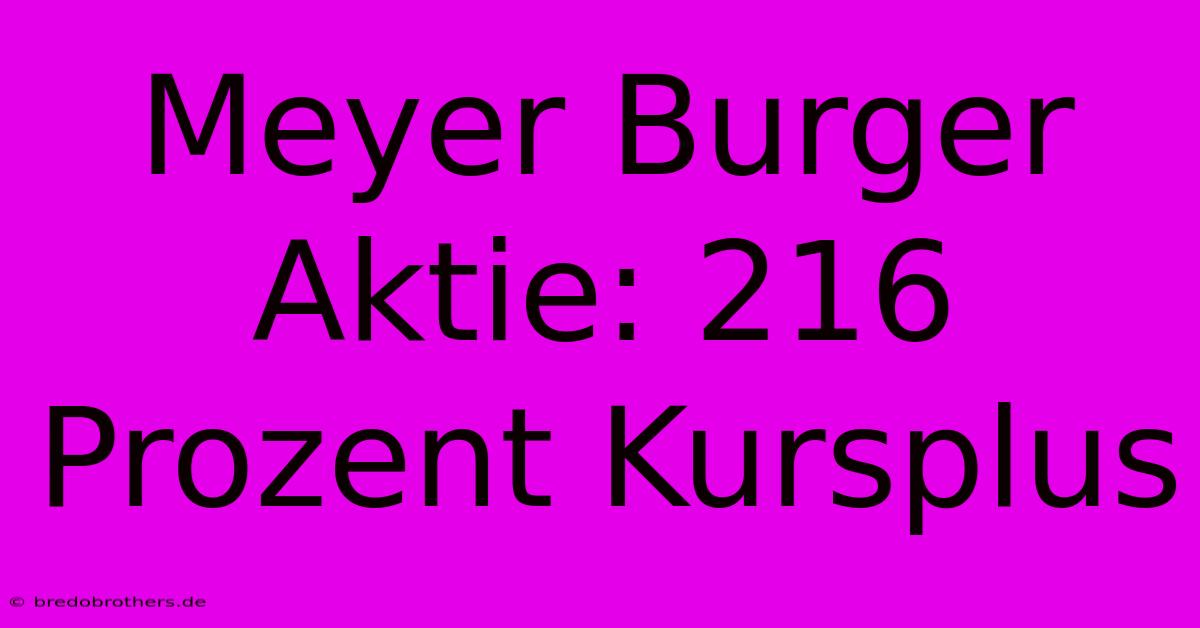 Meyer Burger Aktie: 216 Prozent Kursplus