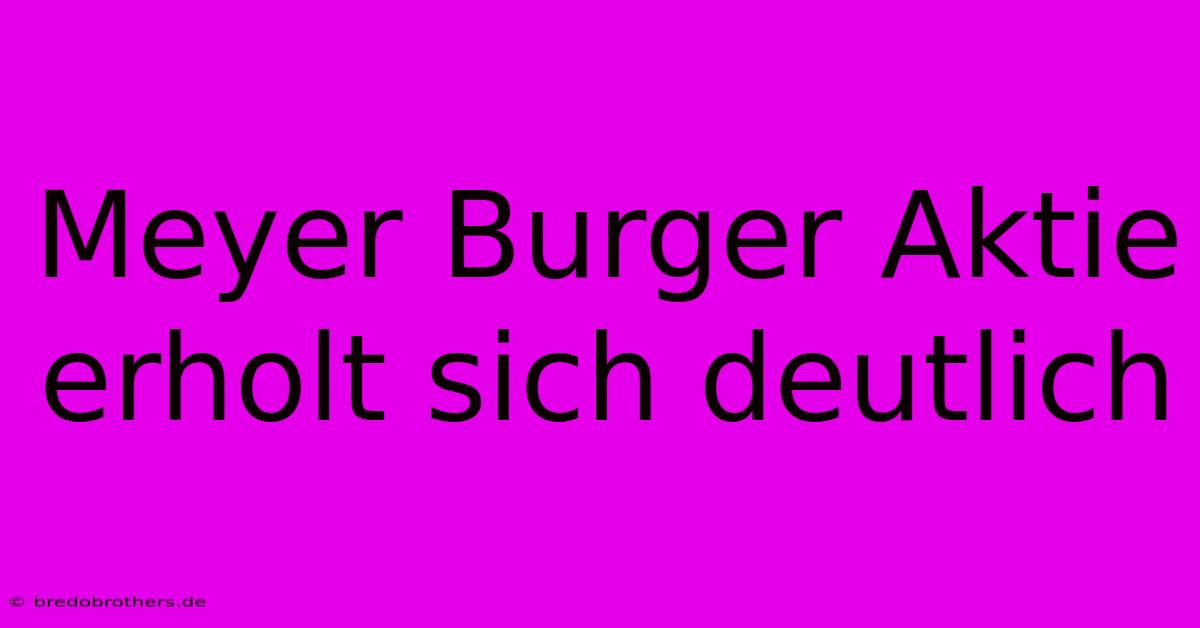 Meyer Burger Aktie Erholt Sich Deutlich