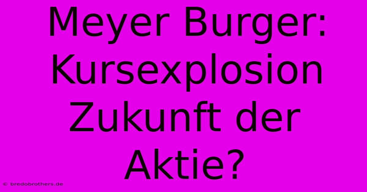 Meyer Burger:  Kursexplosion  Zukunft Der Aktie?