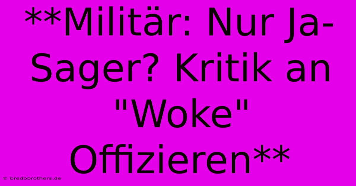 **Militär: Nur Ja-Sager? Kritik An 