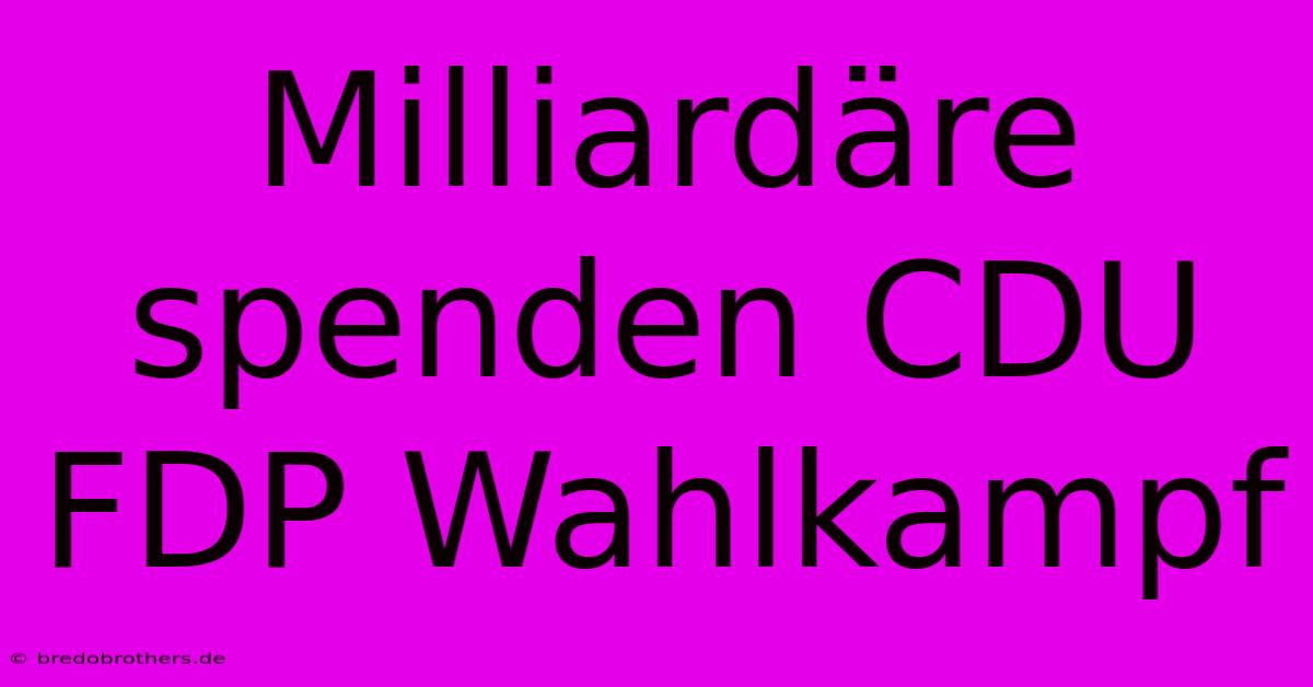 Milliardäre Spenden CDU FDP Wahlkampf