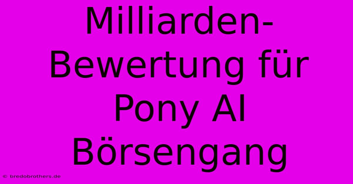 Milliarden-Bewertung Für Pony AI Börsengang