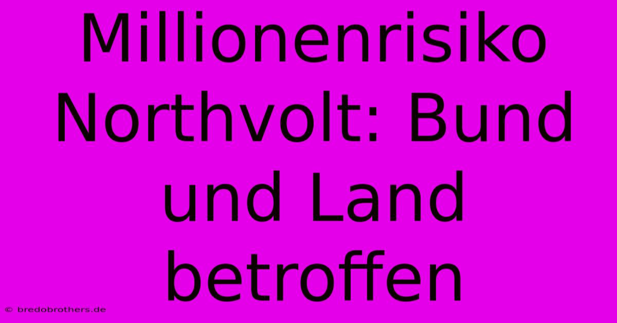 Millionenrisiko Northvolt: Bund Und Land Betroffen