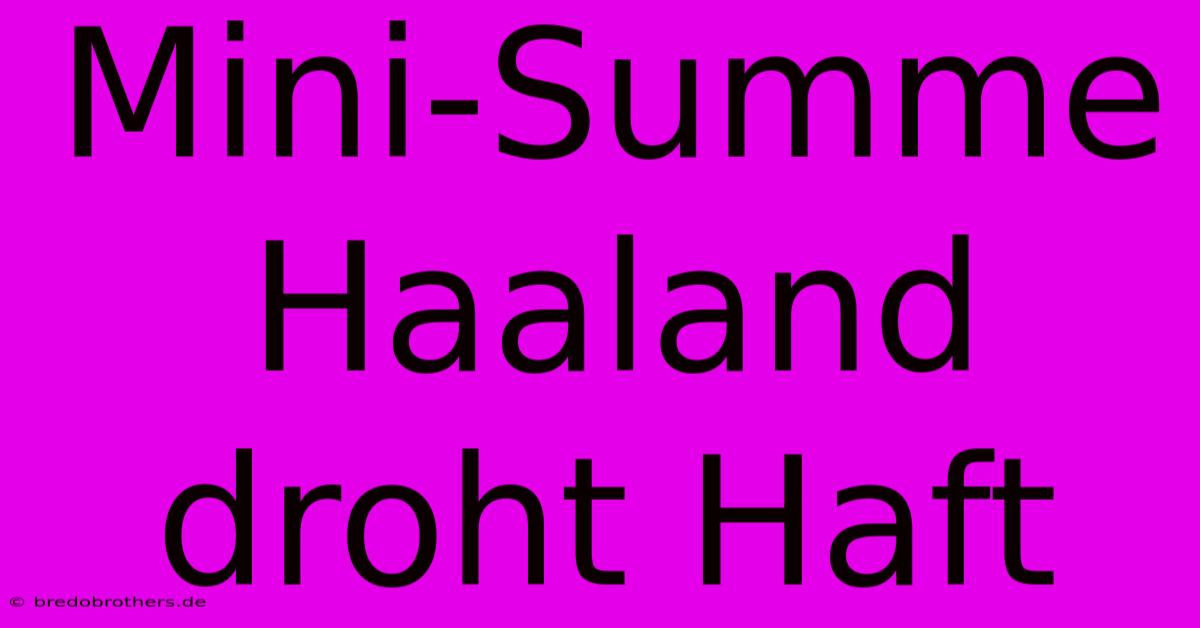 Mini-Summe Haaland Droht Haft