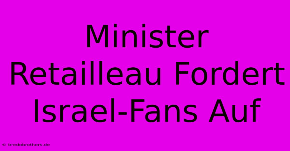 Minister Retailleau Fordert Israel-Fans Auf