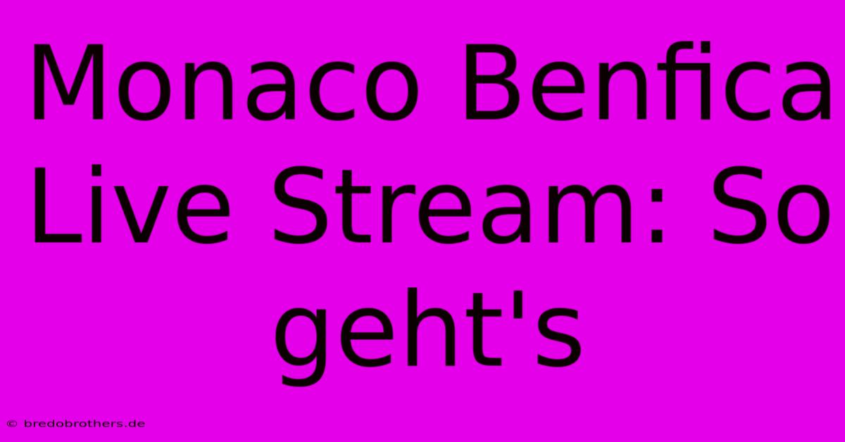 Monaco Benfica Live Stream: So Geht's