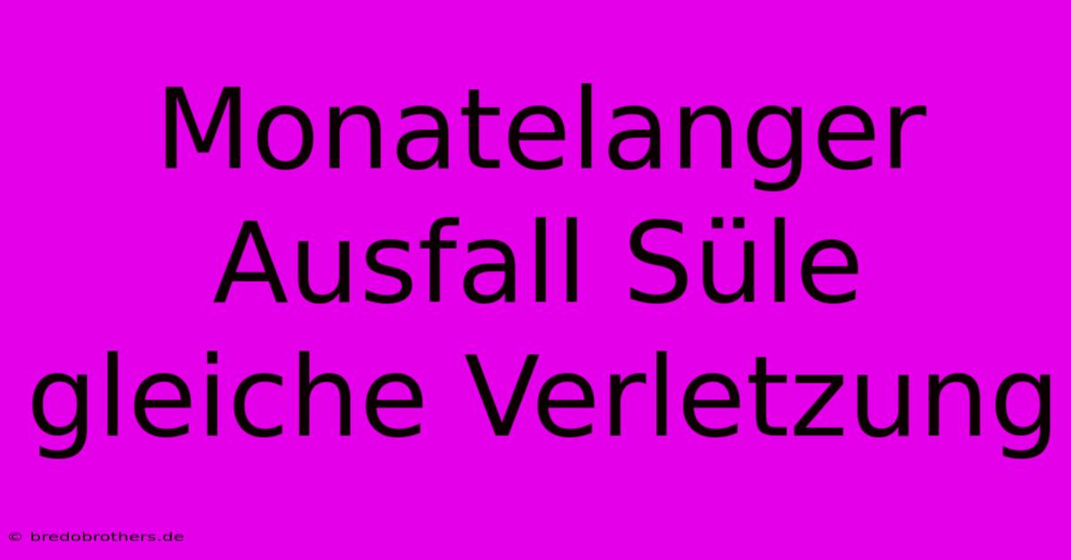 Monatelanger Ausfall Süle Gleiche Verletzung