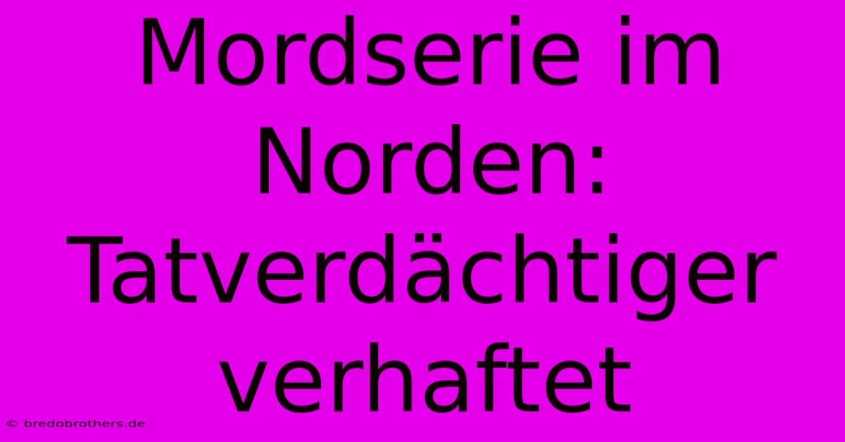 Mordserie Im Norden:  Tatverdächtiger Verhaftet