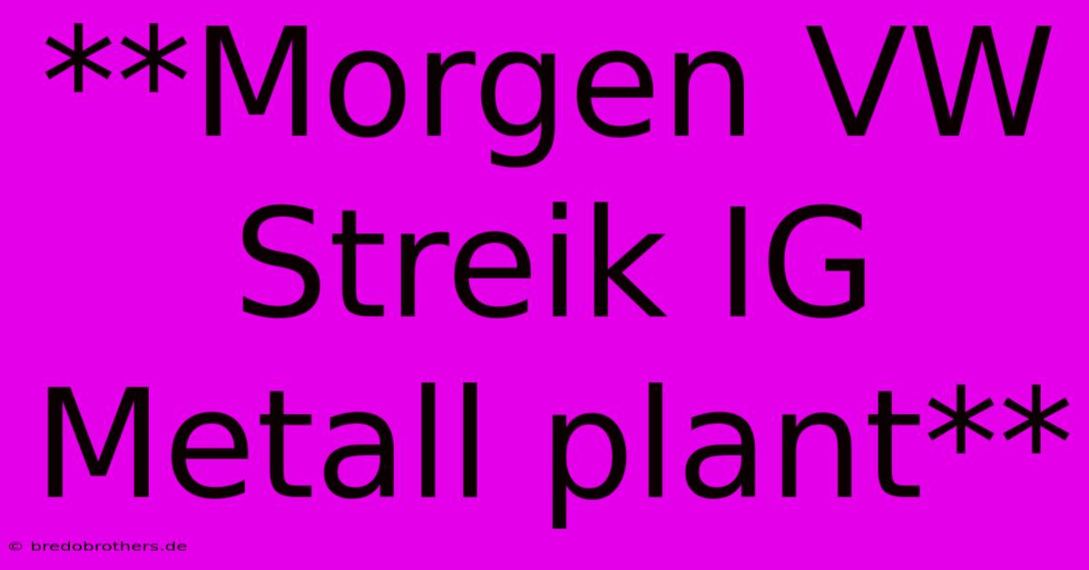 **Morgen VW Streik IG Metall Plant**