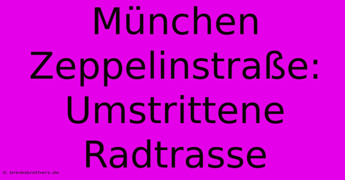 München Zeppelinstraße: Umstrittene Radtrasse