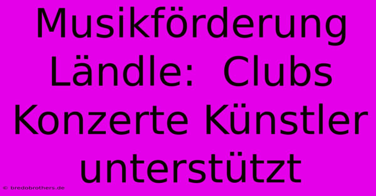 Musikförderung Ländle:  Clubs Konzerte Künstler Unterstützt