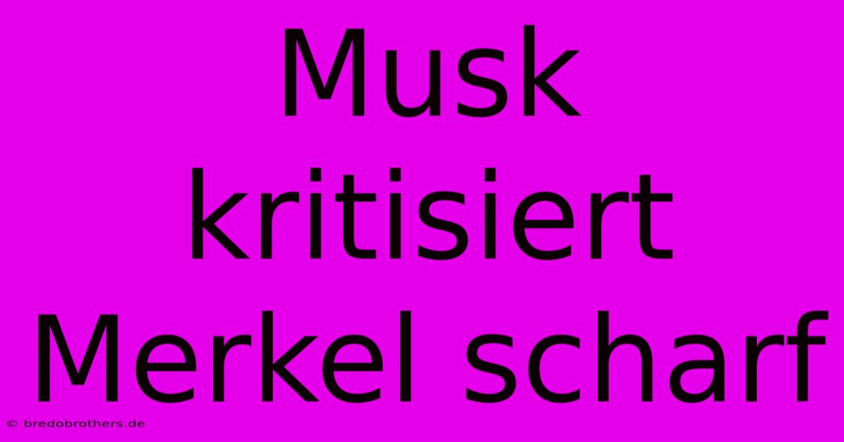 Musk Kritisiert Merkel Scharf