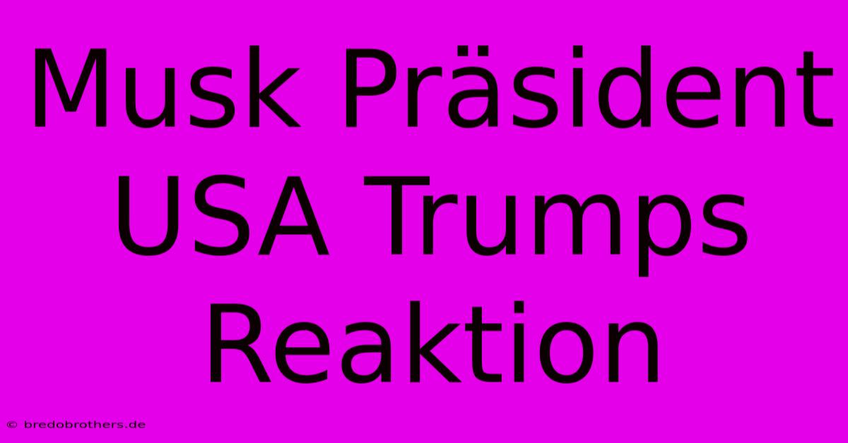 Musk Präsident USA Trumps Reaktion