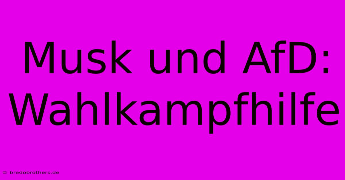 Musk Und AfD: Wahlkampfhilfe