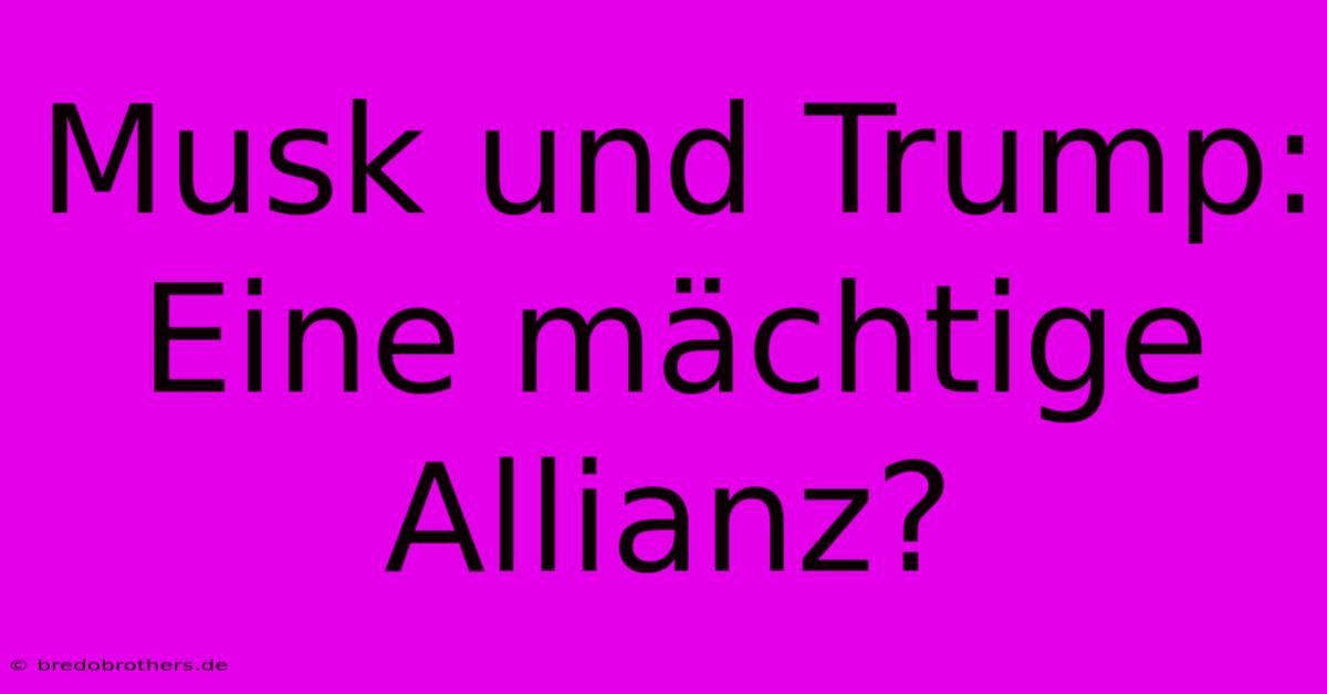 Musk Und Trump: Eine Mächtige Allianz?