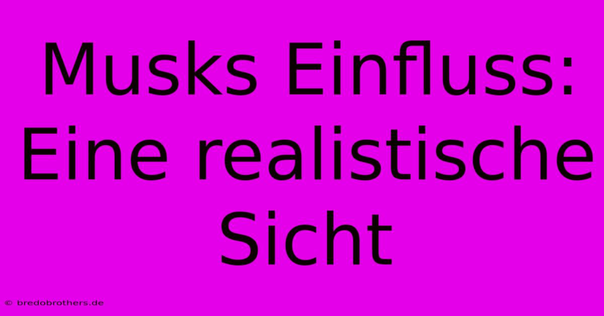 Musks Einfluss:  Eine Realistische Sicht