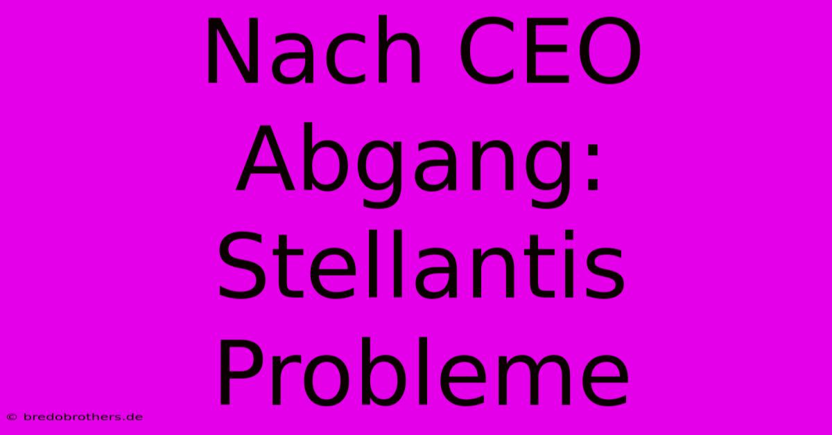 Nach CEO Abgang: Stellantis Probleme