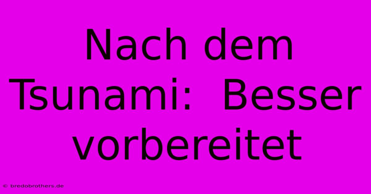 Nach Dem Tsunami:  Besser Vorbereitet