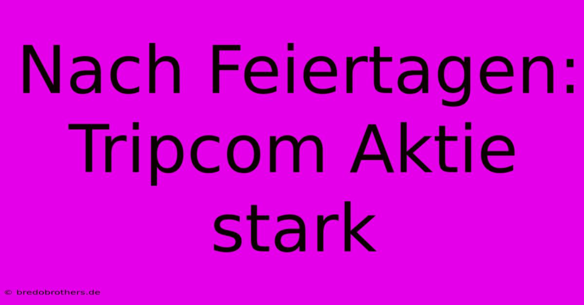 Nach Feiertagen: Tripcom Aktie Stark