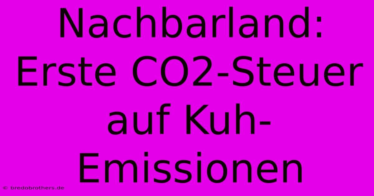 Nachbarland: Erste CO2-Steuer Auf Kuh-Emissionen