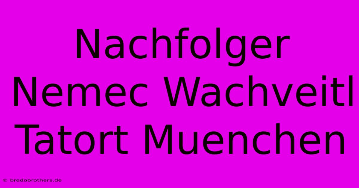 Nachfolger Nemec Wachveitl Tatort Muenchen